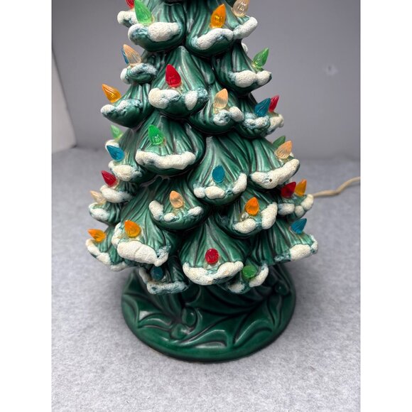 Vintage Ceramic Christmas Tree with Base & Lights 12" tall - Picture 8 of 10
